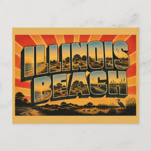 Illinois Beach State Park Lake Michigan Shore Art Postcard