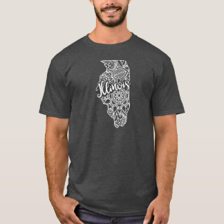 Illinois Black And White Map Scoop T-Shirt