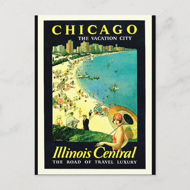 Illinois Central Chicago by the Lakes Postcard (Front)