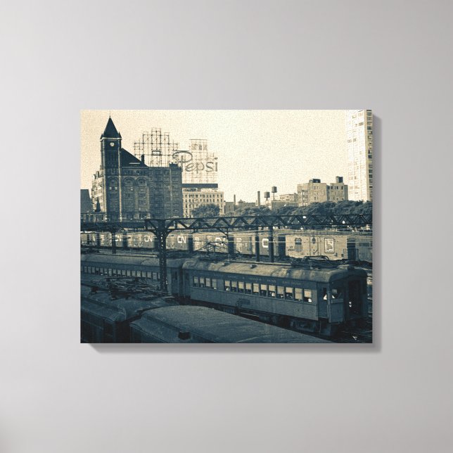 Illinois Central Railroad Buildings Train Chicago Canvas Print (Front)