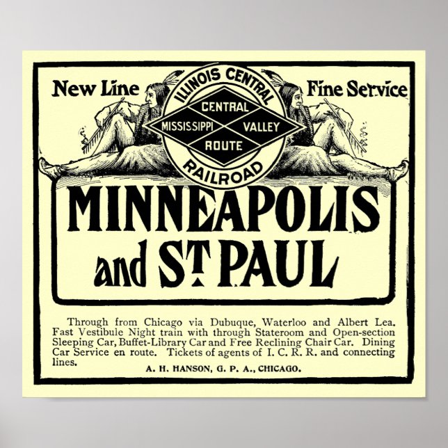 Illinois Central Railroad Vintage Poster (Front)