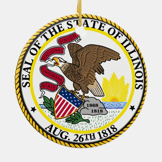 Illinois Ceramic Christmas Ornament (Back)