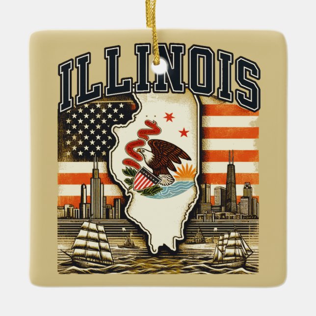 Illinois Ceramic Ornament (Front)