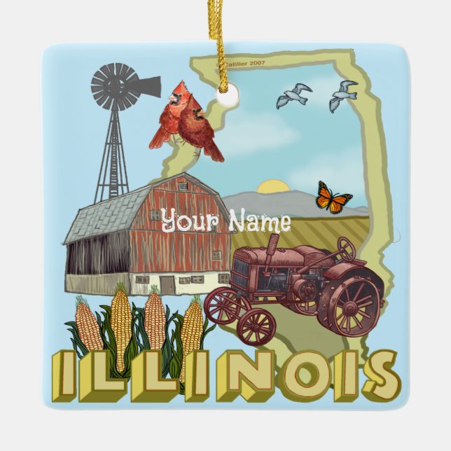 Illinois Ceramic Ornament (Front)
