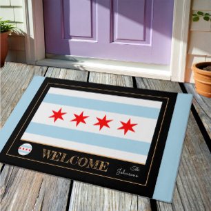 Illinois & Chicago Flag, City house mat /sport USA