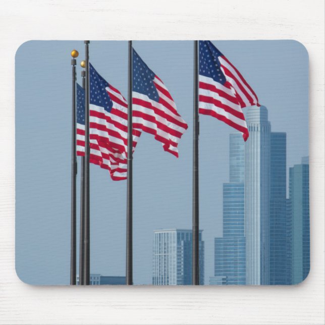 Illinois, Chicago. Navy Pier, US flags flying Mouse Mat (Front)