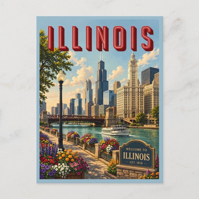Illinois Chicago River Postcard (Front)