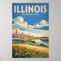 Illinois Chicago Skyline Illustration Travel Art