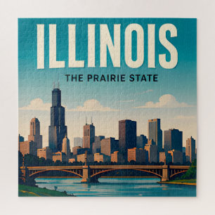 Illinois Chicago Springfield Midwest Travel Jigsaw Puzzle