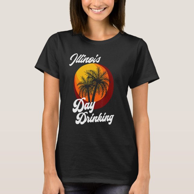 Illinois Day Drinking Retro Beach Summer Family Va T-Shirt (Front)