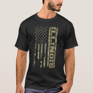 Illinois Deer Hunter Vintage Deer Hunting Camo USA T-Shirt
