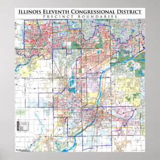 Illinois Eleventh Cong. Precinct Map (IL-11) Poster