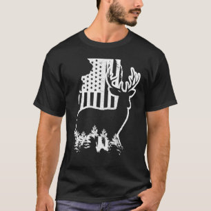 Illinois Elk Hunting State Map US Flag Patriotic H T-Shirt