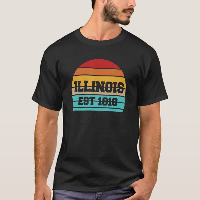 Illinois Est 1818 American State Usa T-Shirt (Front)