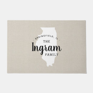 Illinois Family Monogram State Doormat