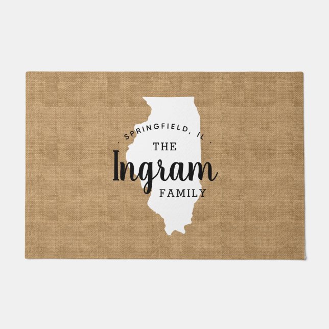 Illinois Family Monogram State Doormat (Front)