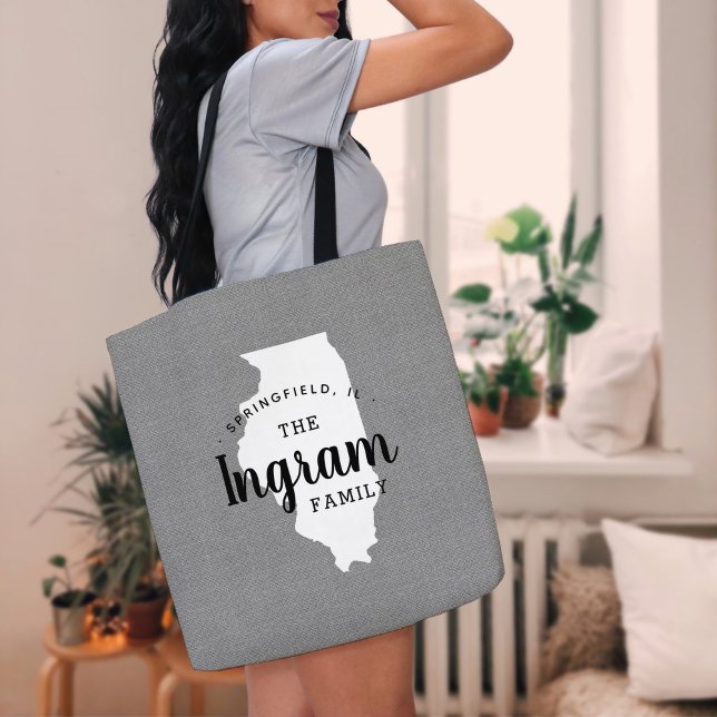 Illinois Family Monogram State Tote Bag (Creator Uploaded)