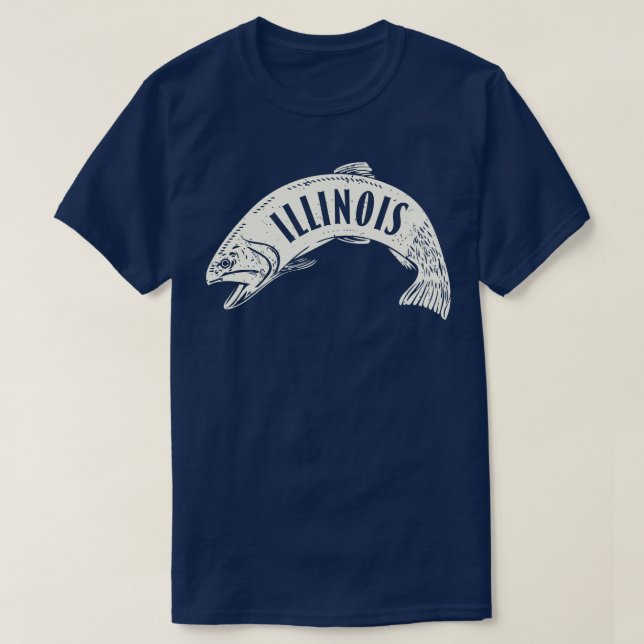 Illinois Fish Wordmark Tan T-Shirt (Design Front)