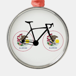 Illinois Flag Cycling Metal Tree Decoration