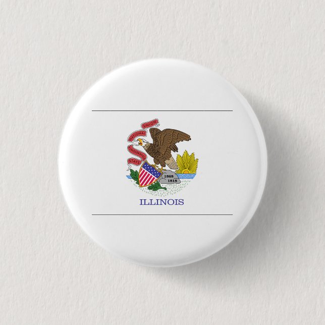 Illinois FLAG International 3 Cm Round Badge (Front)