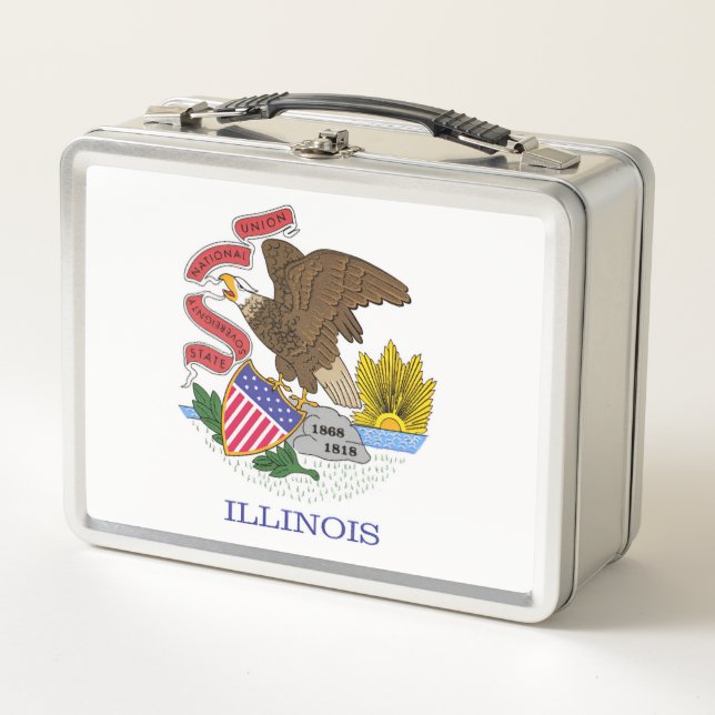 Illinois Flag Metal Lunch Box (Front)