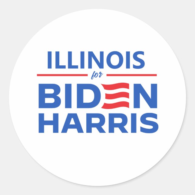 Illinois for Biden Harris Classic Round Sticker (Front)
