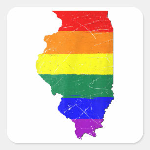 Illinois Gay Pride Flag Square Sticker