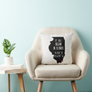 Illinois GPS Coordinates with Heart Cushion
