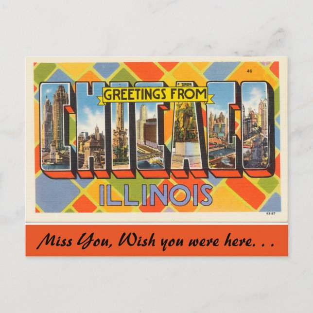 Illinois, Greetings from Chicago Postcard (Front)