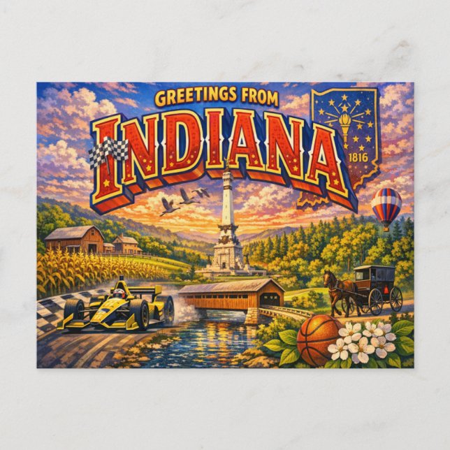 Illinois Greetings From Postcard  (Front)
