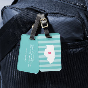 Illinois Heart   Home State Luggage Tag