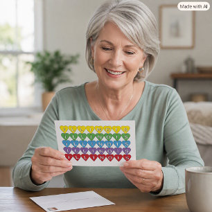 Illinois Heart Pattern Colourful State Pride Desig Postcard