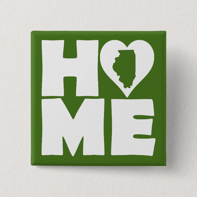 Illinois Home Heart State Button Badge Pin (Front)
