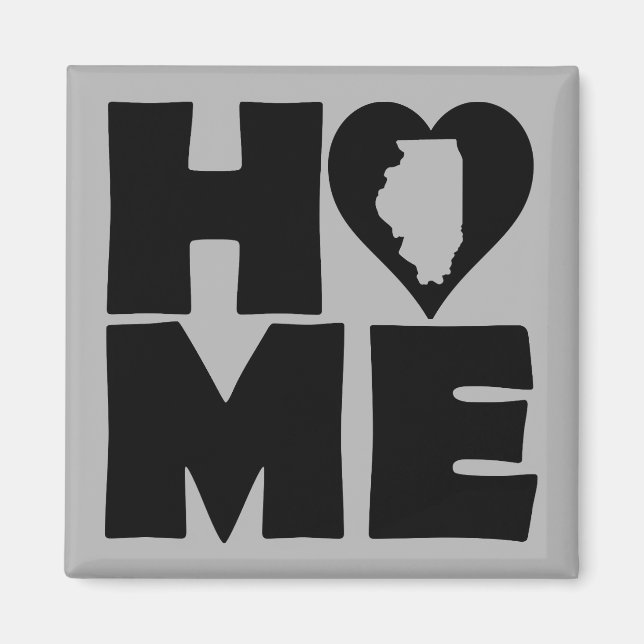 Illinois Home Heart State Fridge Magnet (Front)