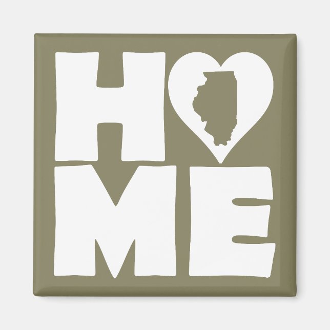 Illinois Home Heart State Fridge Magnet (Front)