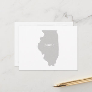 Illinois home silhouette state map postcard