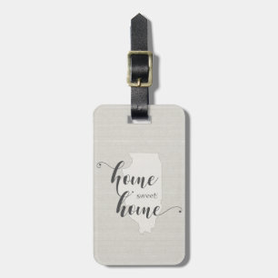 Illinois - Home Sweet Home burlap-look Luggage Tag