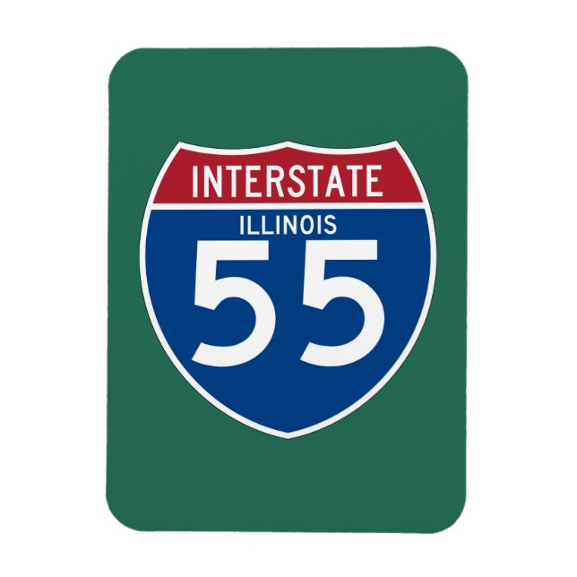 Illinois IL I-55 Interstate Highway Shield - Magnet (Vertical)