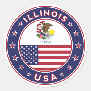 Illinois, Illinois t-shirt, Illinois sticker, Classic Round Sticker