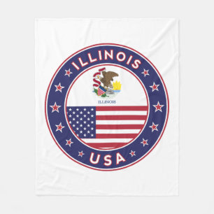 Illinois, Illinois t-shirt, Illinois sticker, Fleece Blanket
