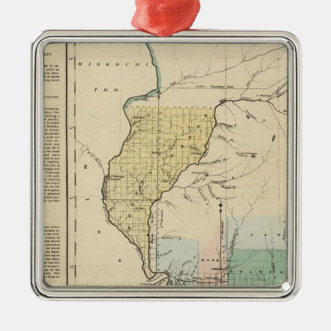 Illinois in 1822 metal tree decoration (Front)