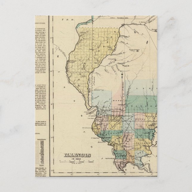 Illinois in 1822 postcard (Front)