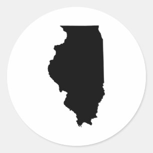 Illinois in Black and White Classic Round Sticker