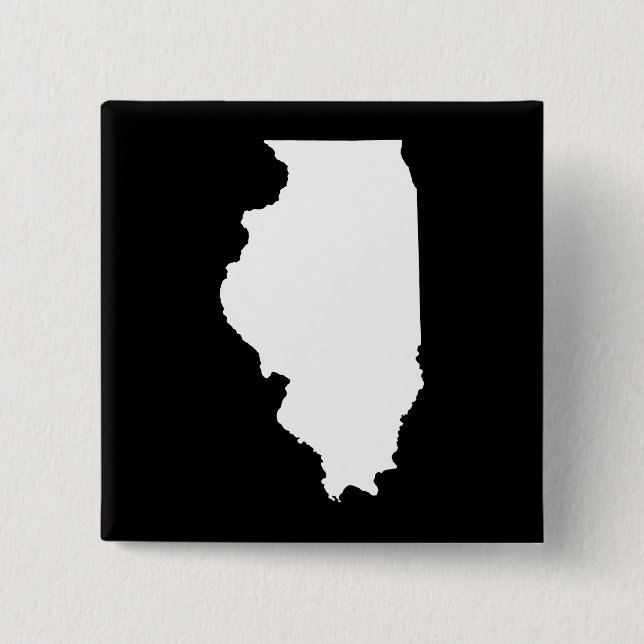 Illinois in White and Black 15 Cm Square Badge (Front)