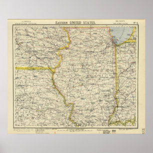 Illinois, Indiana, Iowa, Missouri Poster