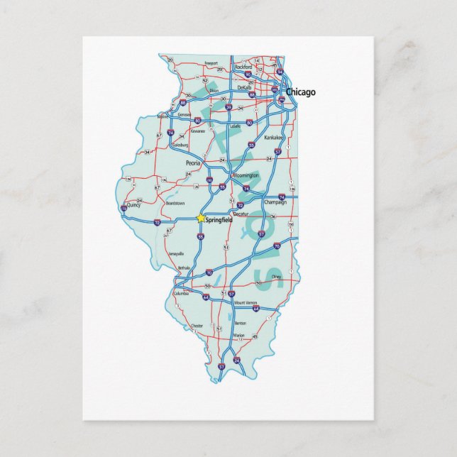 Illinois Interstate Map Postcard (Front)