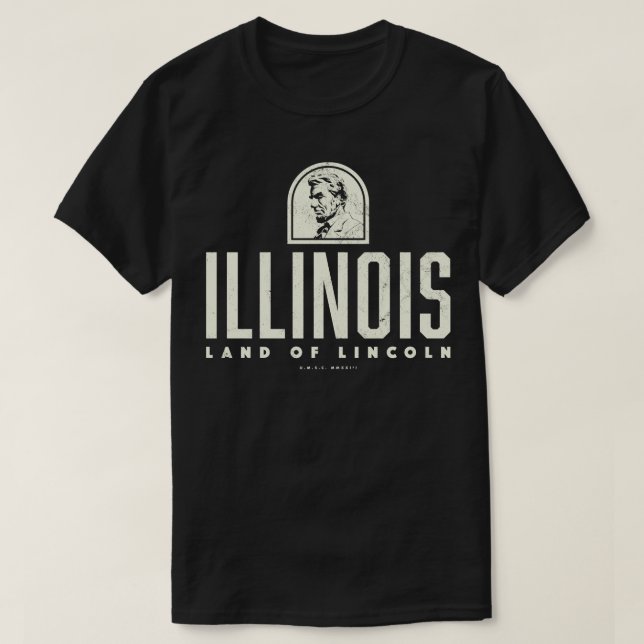 Illinois Land of Lincoln Tan T-Shirt (Design Front)