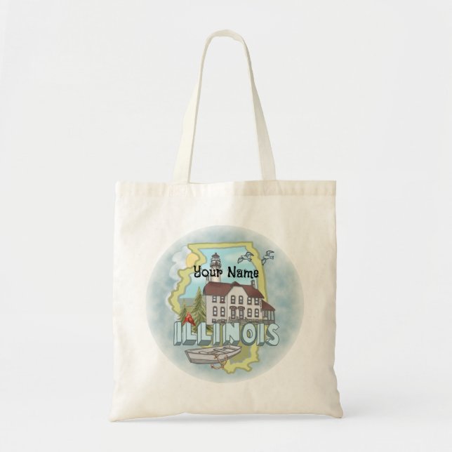 Illinois Lighthouse custom name Tote Bag (Front)