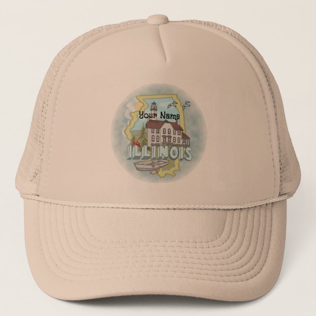Illinois Lighthouse  Trucker Hat (Front)