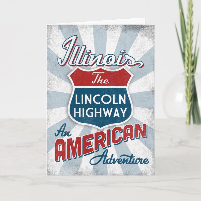 Illinois Lincoln Highway Vintage America Card (Front)